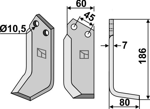 Blade 186x60mm, right