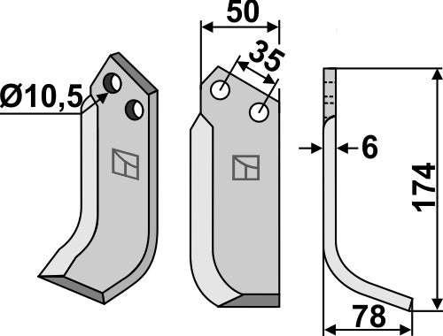 Blad 174x50mm, høyre