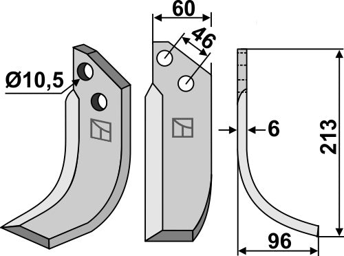Blade 213x60mm, right