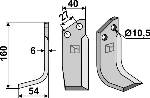 Blade 160x40mm, left