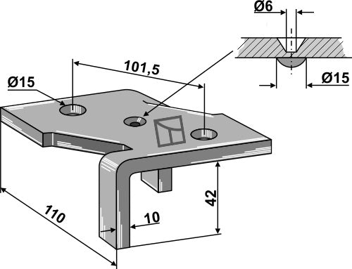 Klemme til 3 1/2-lags kultivatorflig