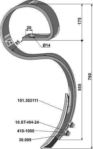 Stor harvetand med skær
