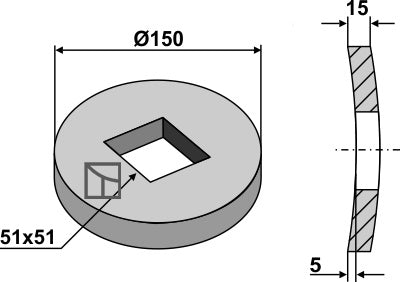 Indvendig flange og udvendig flange til 50x50 firkantet aksel