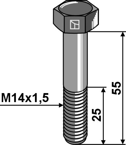 Sekskantbolt med metrisk fin gevind - M14x1,5x55 - 12,9