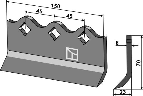 Erstatningsklinge til hammerflail 150x6 mm, lige