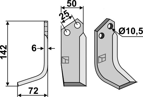Klinge 142 x 50 mm, venstre