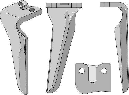 Tænder til rotorharver 300 mm, højre