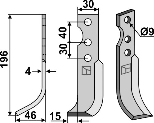 Klinge 196 x 30 mm, venstre