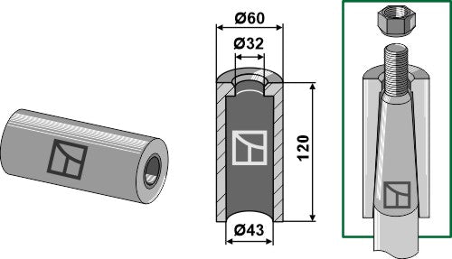 Hitsausholkki suurille paalihaarukoille, M28-kierre
