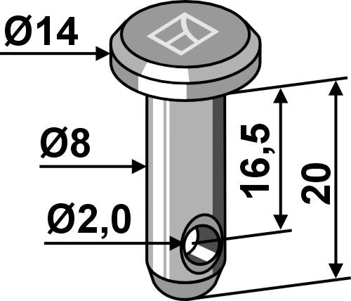 Halkaisijaltaan 8 mm:n ja pituudeltaan 20 mm:n sorkkapultti