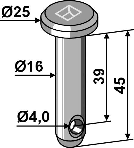 Halkaisijaltaan 16 mm ja pituudeltaan 45 mm oleva sorkkapultti