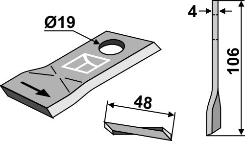 Pyörivä leikkuuterä 106 x 48 mm