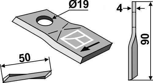 Pyörivä leikkuuterä 90x50mm