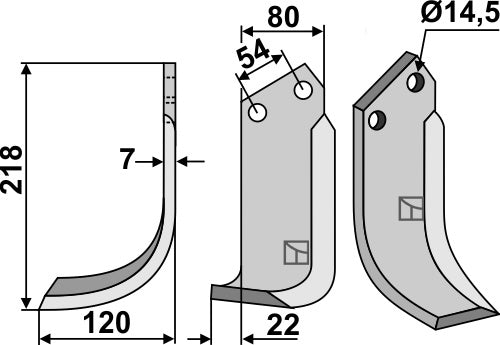 Terä 218 x 80 mm, vasen
