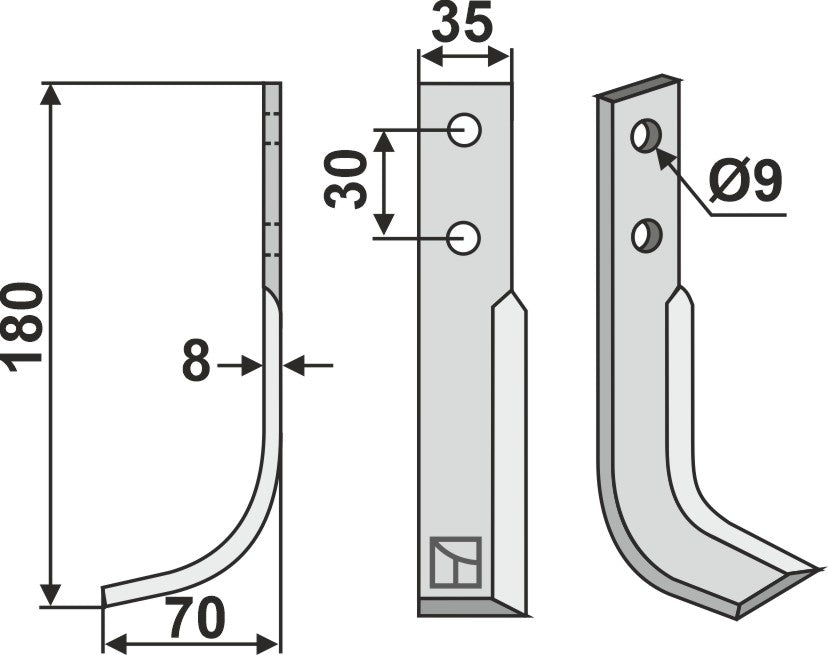 Terä 180 x 35 mm, vasen