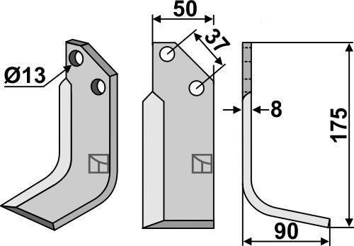 Terä 175 x 50 mm, oikea