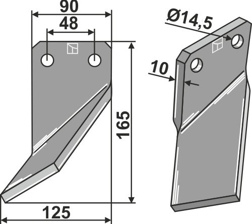 Pyörivä piikki 165x90mm, vasen