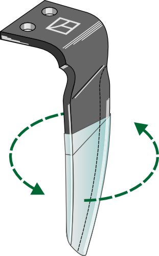 Pyörivän äesän piikki (DURAFACE) 310 mm, vasen