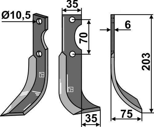 Terä 203 x 35 mm, oikea