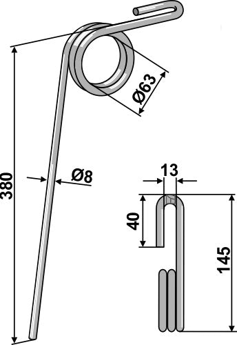 Følgende tind Ø8 mm
