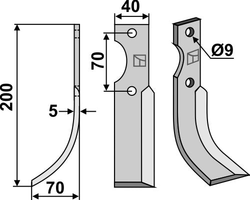Blad 200x40mm, venstre
