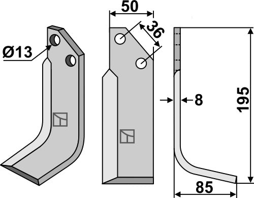 Blad 195x50mm, modell