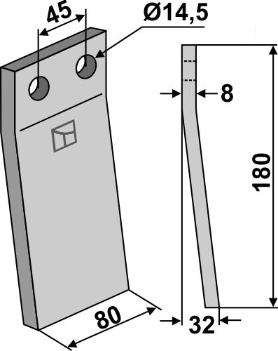 Roterende tind 180x80mm