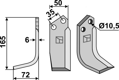 Blad 165x50mm, venstre