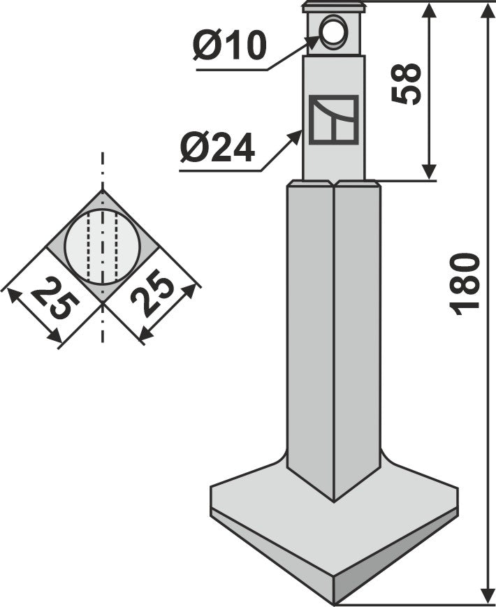 Roterende tind 180 mm