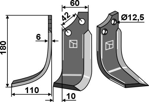 Blad 170x60mm, venstre
