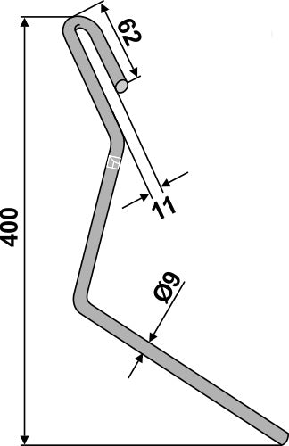 Följande tand Ø9 mm, höger