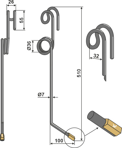 Följande tand Ø7 mm – Hårdmetall