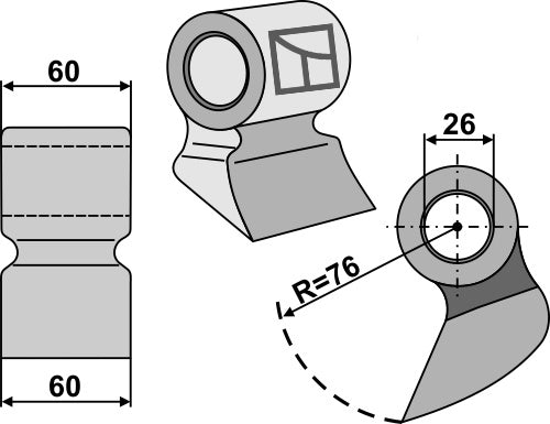 Beskärningshammare 60x60 mm