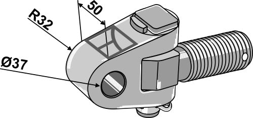 Svängbar dragstång på traktorsidan - M36x3