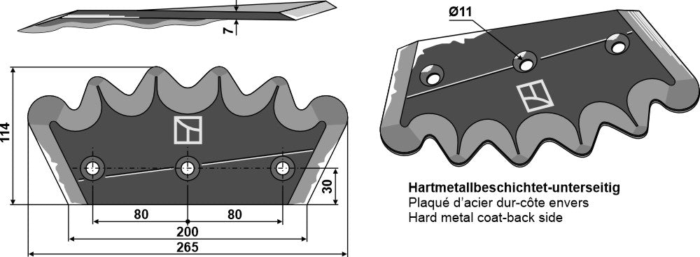 Fodermixerknivar – hårdmetallbelagda, vänster