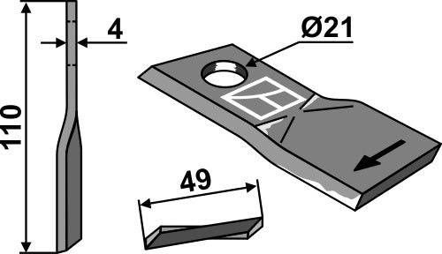 Rotorklippareblad 110x49 mm