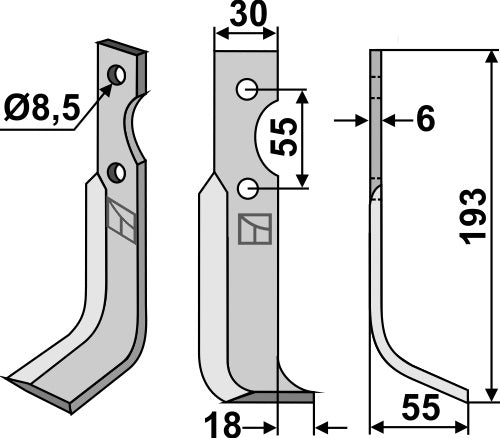 Blad 193 x 30 mm, höger