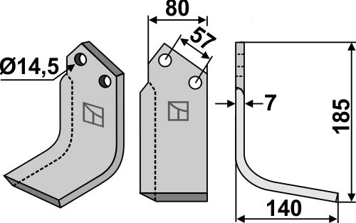 Blad 185 x 80 mm, höger