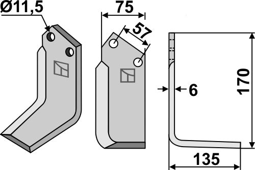Blad 170 x 75 mm, höger