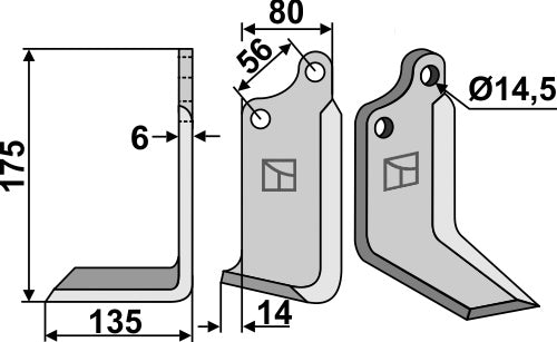 Blad 175 x 80 mm, vänster