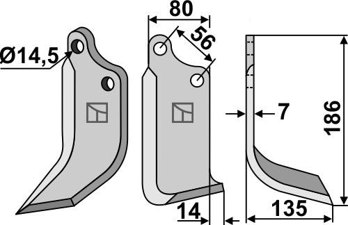 Blad 186 x 80 mm, höger