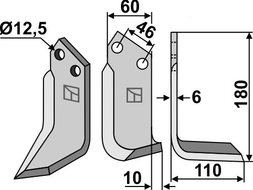 Blad 180 x 60 mm, höger