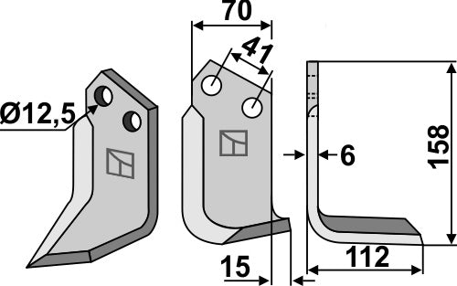 Blad 157 x 70 mm, höger
