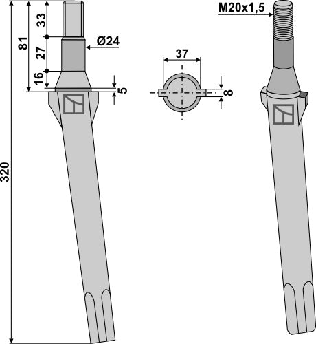 Tänder för rotorharvar 320 mm