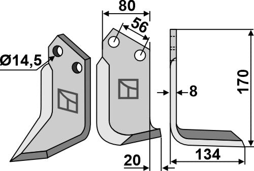 Blad 170 x 80 mm, höger