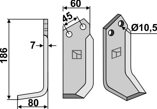 Blad 186 x 60 mm, vänster