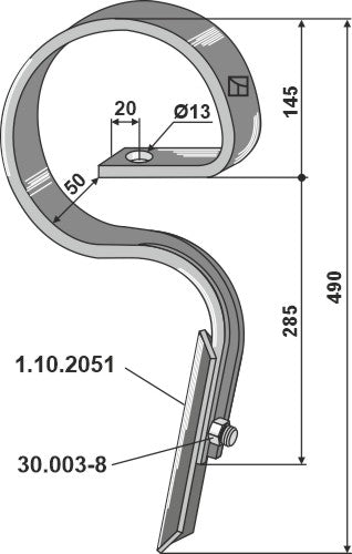 Suora äespiikki terällä