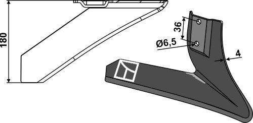 Vinklet vingeandel - højre