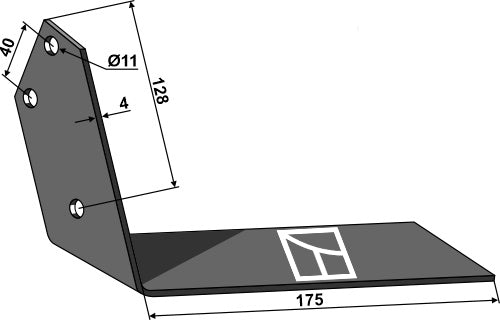 Angled wing share - right