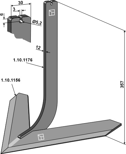 Tinne med skjær 500 mm